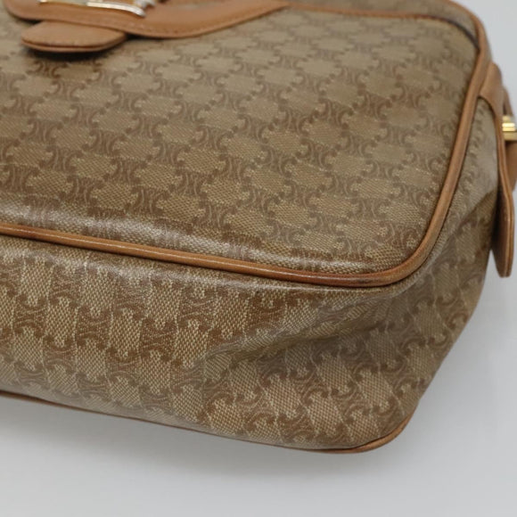 CELINE Macadam Canvas Shoulder Bag PVC Beige Gold Auth 116101
