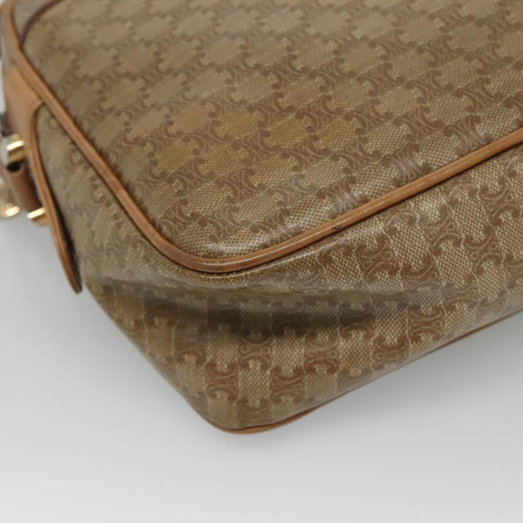 CELINE Macadam Canvas Shoulder Bag PVC Beige Gold Auth 116101