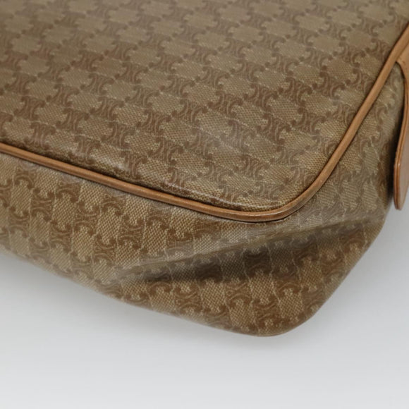 CELINE Macadam Canvas Shoulder Bag PVC Beige Gold Auth 116101
