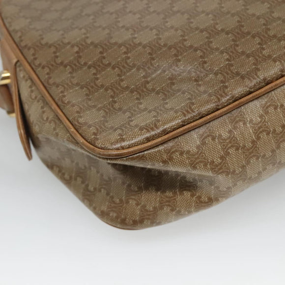 CELINE Macadam Canvas Shoulder Bag PVC Beige Gold Auth 116101