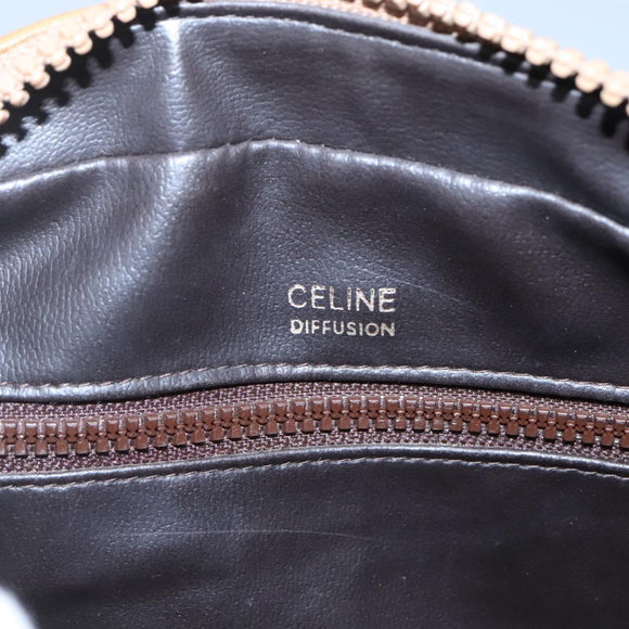 CELINE Macadam Canvas Shoulder Bag PVC Beige Gold Auth 116101