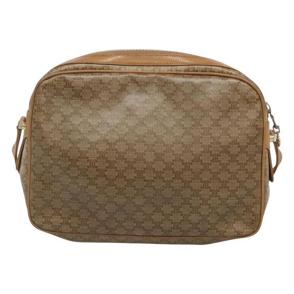 CELINE Macadam Canvas Shoulder Bag PVC Beige Gold Auth 116101