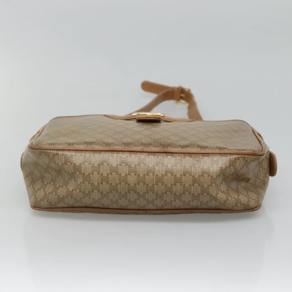 CELINE Macadam Canvas Shoulder Bag PVC Beige Gold Auth 116101