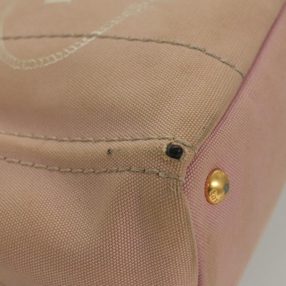 PRADA Canapa PM Hand Bag Canvas 2way Pink Gold Auth 116103