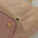 PRADA Canapa PM Hand Bag Canvas 2way Pink Gold Auth 116103-14