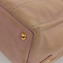 PRADA Canapa PM Hand Bag Canvas 2way Pink Gold Auth 116103-16