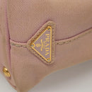 PRADA Canapa PM Hand Bag Canvas 2way Pink Gold Auth 116103-17