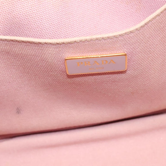 PRADA Canapa PM Hand Bag Canvas 2way Pink Gold Auth 116103