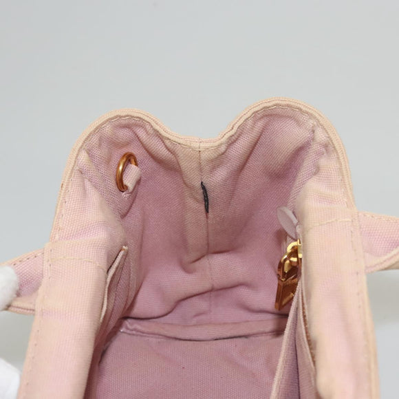 PRADA Canapa PM Hand Bag Canvas 2way Pink Gold Auth 116103