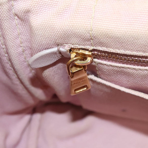 PRADA Canapa PM Hand Bag Canvas 2way Pink Gold Auth 116103