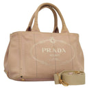 PRADA Canapa PM Hand Bag Canvas 2way Pink Gold Auth 116103-1