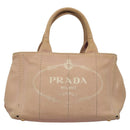 PRADA Canapa PM Hand Bag Canvas 2way Pink Gold Auth 116103-13