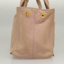 PRADA Canapa PM Hand Bag Canvas 2way Pink Gold Auth 116103-3