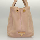 PRADA Canapa PM Hand Bag Canvas 2way Pink Gold Auth 116103-4