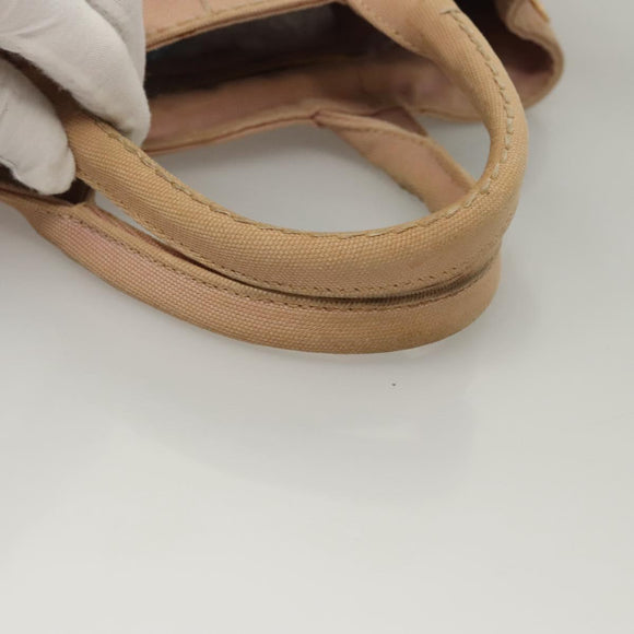 PRADA Canapa PM Hand Bag Canvas 2way Pink Gold Auth 116103