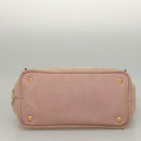 PRADA Canapa PM Hand Bag Canvas 2way Pink Gold Auth 116103-5