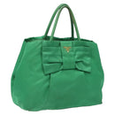 PRADA Hand Bag Nylon Green Gold Auth 116110-1