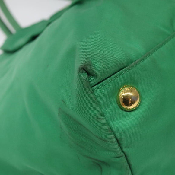 PRADA Hand Bag Nylon Green Gold Auth 116110