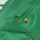 PRADA Hand Bag Nylon Green Gold Auth 116110-16