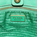 PRADA Hand Bag Nylon Green Gold Auth 116110-10