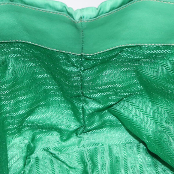 PRADA Hand Bag Nylon Green Gold Auth 116110