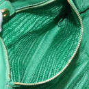 PRADA Hand Bag Nylon Green Gold Auth 116110-20