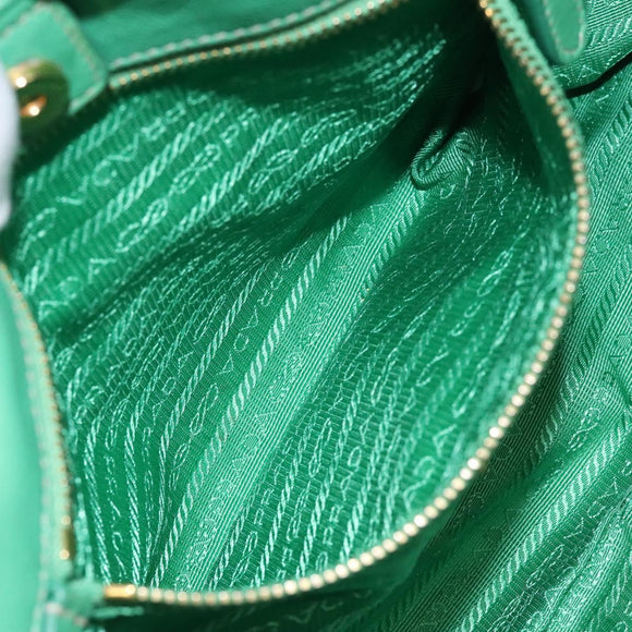 PRADA Hand Bag Nylon Green Gold Auth 116110