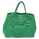 PRADA Hand Bag Nylon Green Gold Auth 116110-13