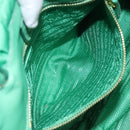 PRADA Hand Bag Nylon Green Gold Auth 116110-21