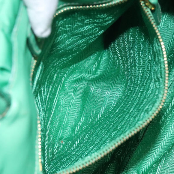 PRADA Hand Bag Nylon Green Gold Auth 116110
