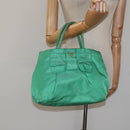 PRADA Hand Bag Nylon Green Gold Auth 116110-22
