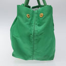 PRADA Hand Bag Nylon Green Gold Auth 116110-3