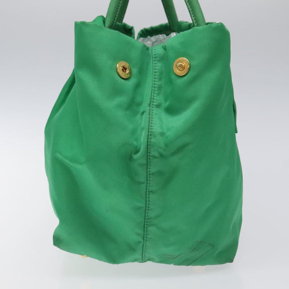 PRADA Hand Bag Nylon Green Gold Auth 116110