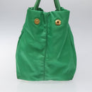 PRADA Hand Bag Nylon Green Gold Auth 116110-4