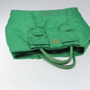 PRADA Hand Bag Nylon Green Gold Auth 116110-6