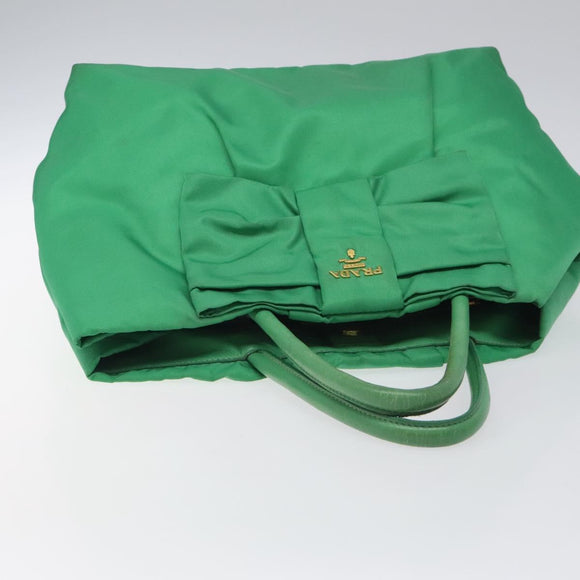 PRADA Hand Bag Nylon Green Gold Auth 116110