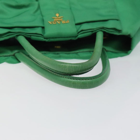 PRADA Hand Bag Nylon Green Gold Auth 116110