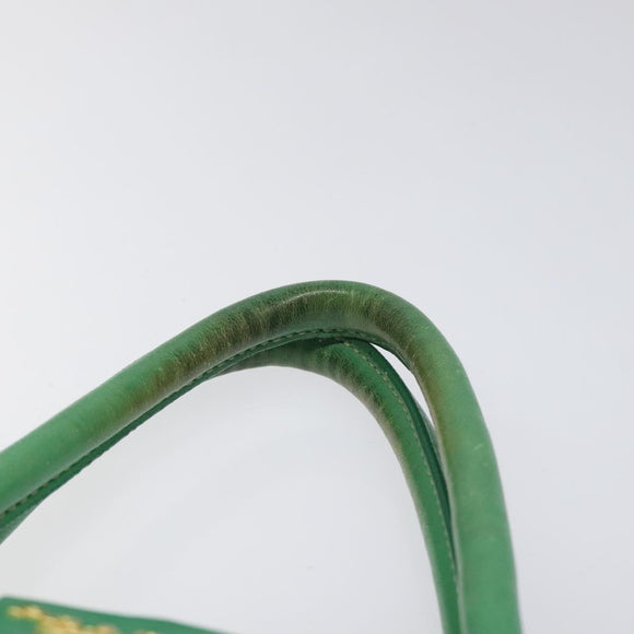 PRADA Hand Bag Nylon Green Gold Auth 116110
