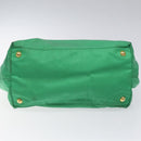 PRADA Hand Bag Nylon Green Gold Auth 116110-5