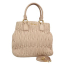 Miu Miu Matelasse Hand Bag Leather 2way Beige Gold Auth 116116-1