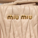 Miu Miu Matelasse Hand Bag Leather 2way Beige Gold Auth 116116-17