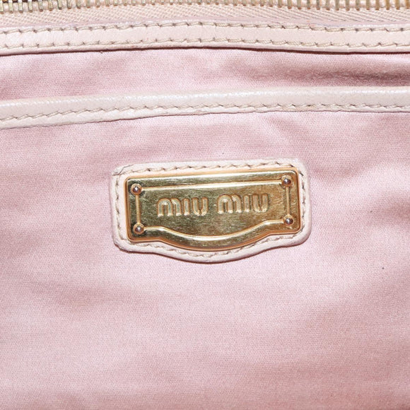 Miu Miu Matelasse Hand Bag Leather 2way Beige Gold Auth 116116