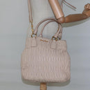 Miu Miu Matelasse Hand Bag Leather 2way Beige Gold Auth 116116-24