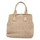 Miu Miu Matelasse Hand Bag Leather 2way Beige Gold Auth 116116-2