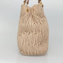 Miu Miu Matelasse Hand Bag Leather 2way Beige Gold Auth 116116-3