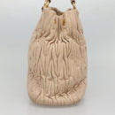 Miu Miu Matelasse Hand Bag Leather 2way Beige Gold Auth 116116-4
