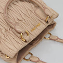 Miu Miu Matelasse Hand Bag Leather 2way Beige Gold Auth 116116-6