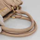 Miu Miu Matelasse Hand Bag Leather 2way Beige Gold Auth 116116-7