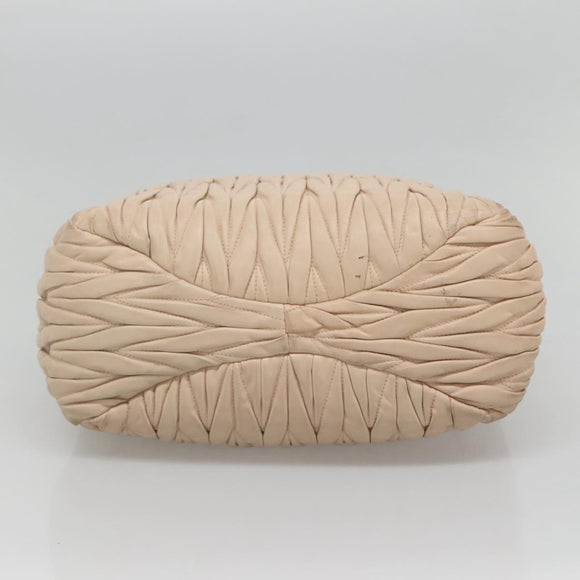 Miu Miu Matelasse Hand Bag Leather 2way Beige Gold Auth 116116