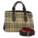 BURBERRY Nova Check Hand Bag Canvas 2way Beige Auth 116123V-1